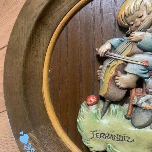 Vintage Fernandez Wood Carved Plate Happy Birthday 1972 Fernandez Picture Frame - Picture 7 of 10